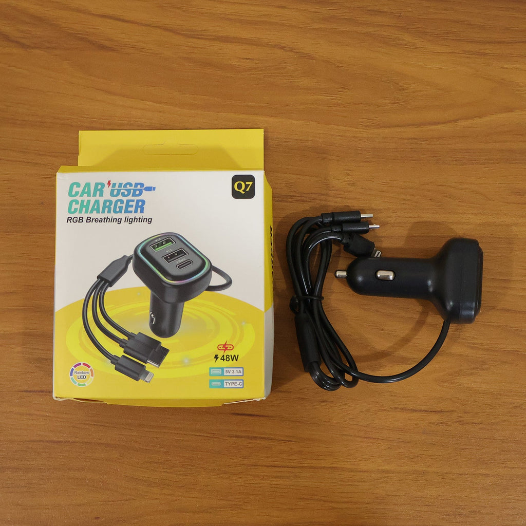 ALVENZA RGB Breathing Light Car USB Charger – Multi Port Fast Charging