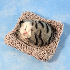ALVENZA Plush Cat Dashboard Showpiece – Soft Closed-Eye Design