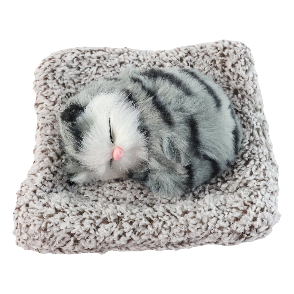 ALVENZA Plush Cat Dashboard Showpiece – Soft Closed-Eye Design