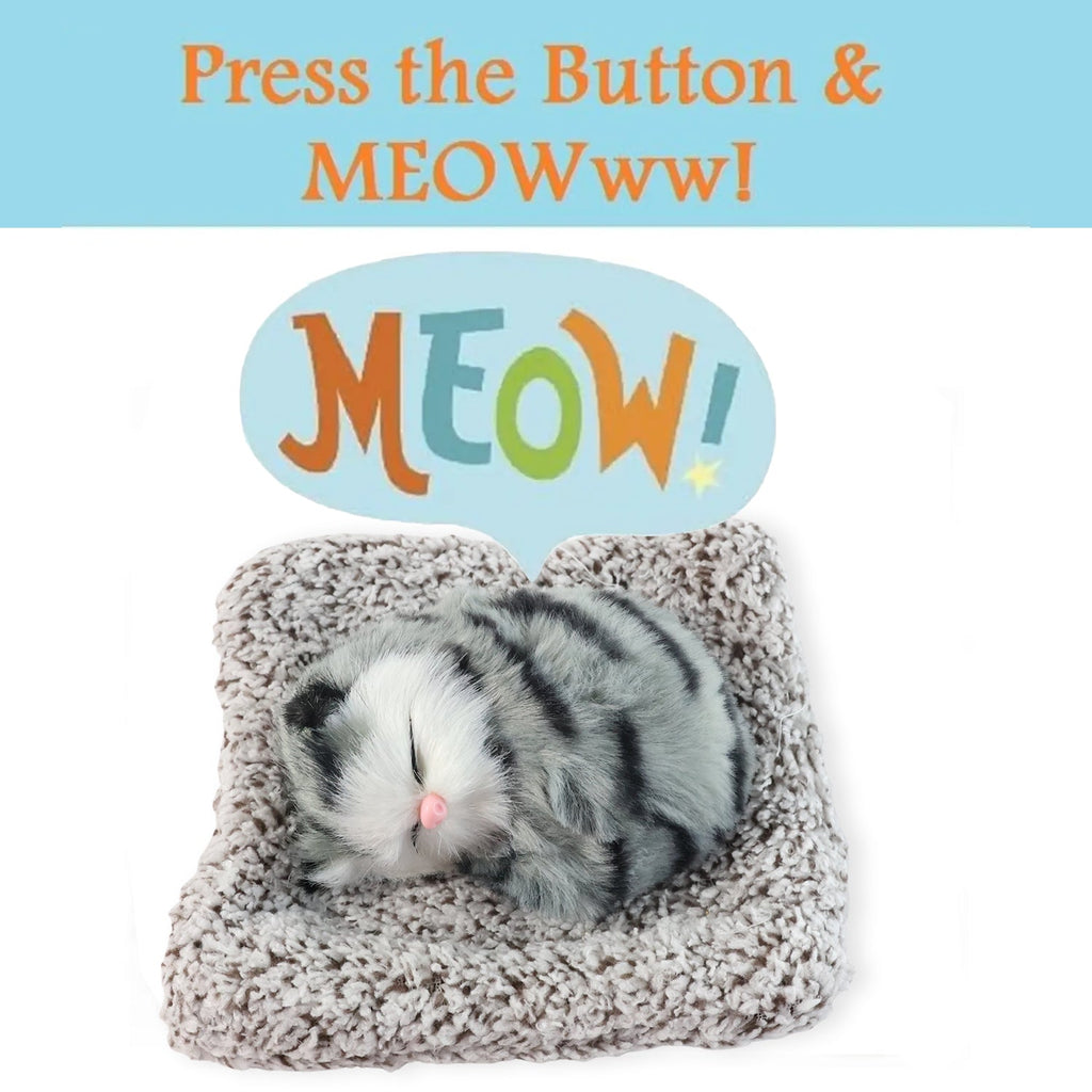 ALVENZA Plush Cat Dashboard Showpiece – Soft Closed-Eye Design