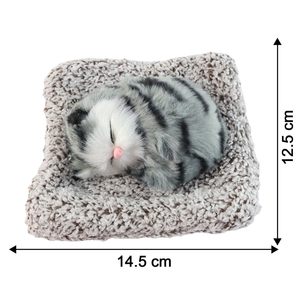 ALVENZA Plush Cat Dashboard Showpiece – Soft Closed-Eye Design