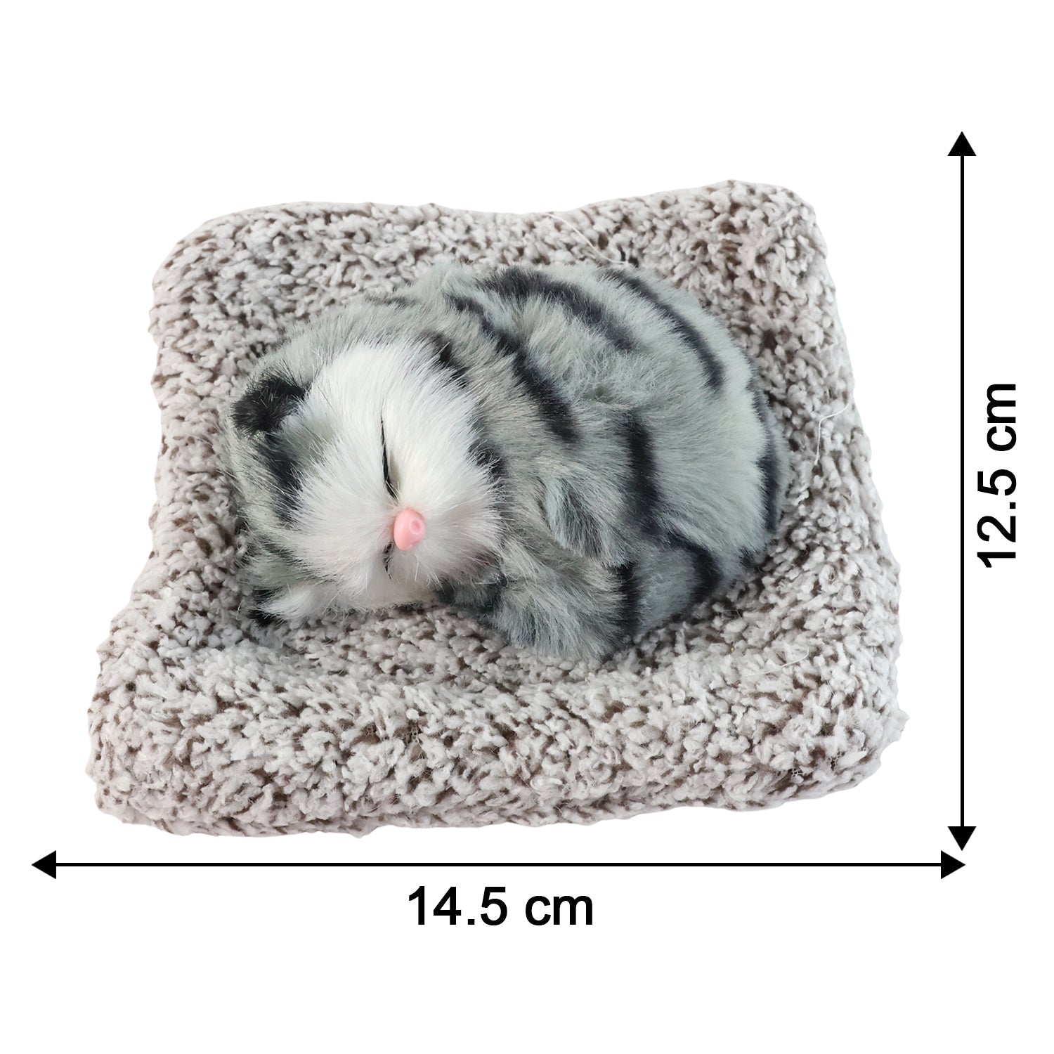ALVENZA Plush Cat Dashboard Showpiece – Soft Closed-Eye Design