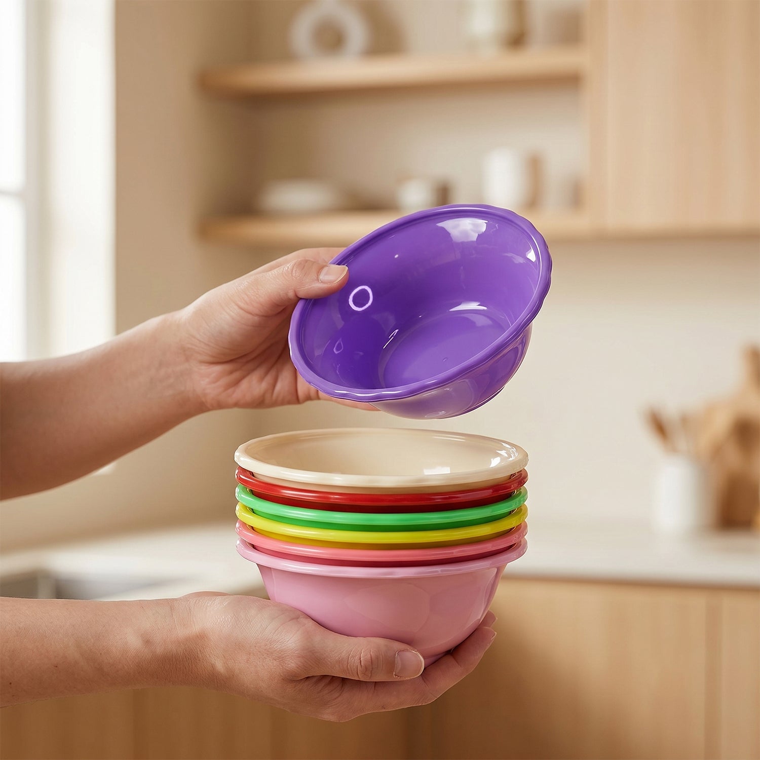 Plastic Serving Bowl Set Bright, Durable & Unbreakable for Everyday Use - Detail View 7