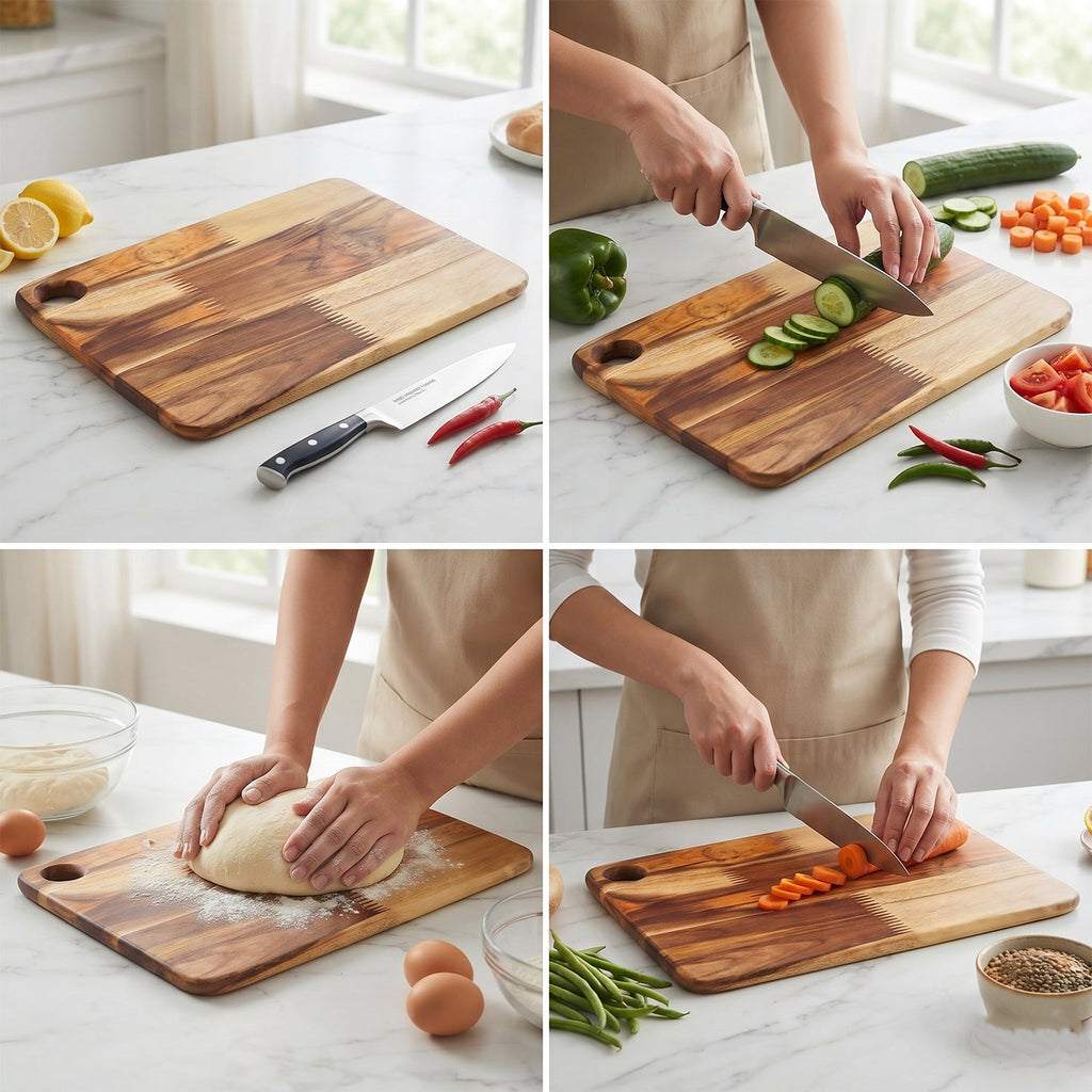 ALVENZA Wooden Chopping Board and Cutting Board for Kitchen 10 x 14 Inch (1...