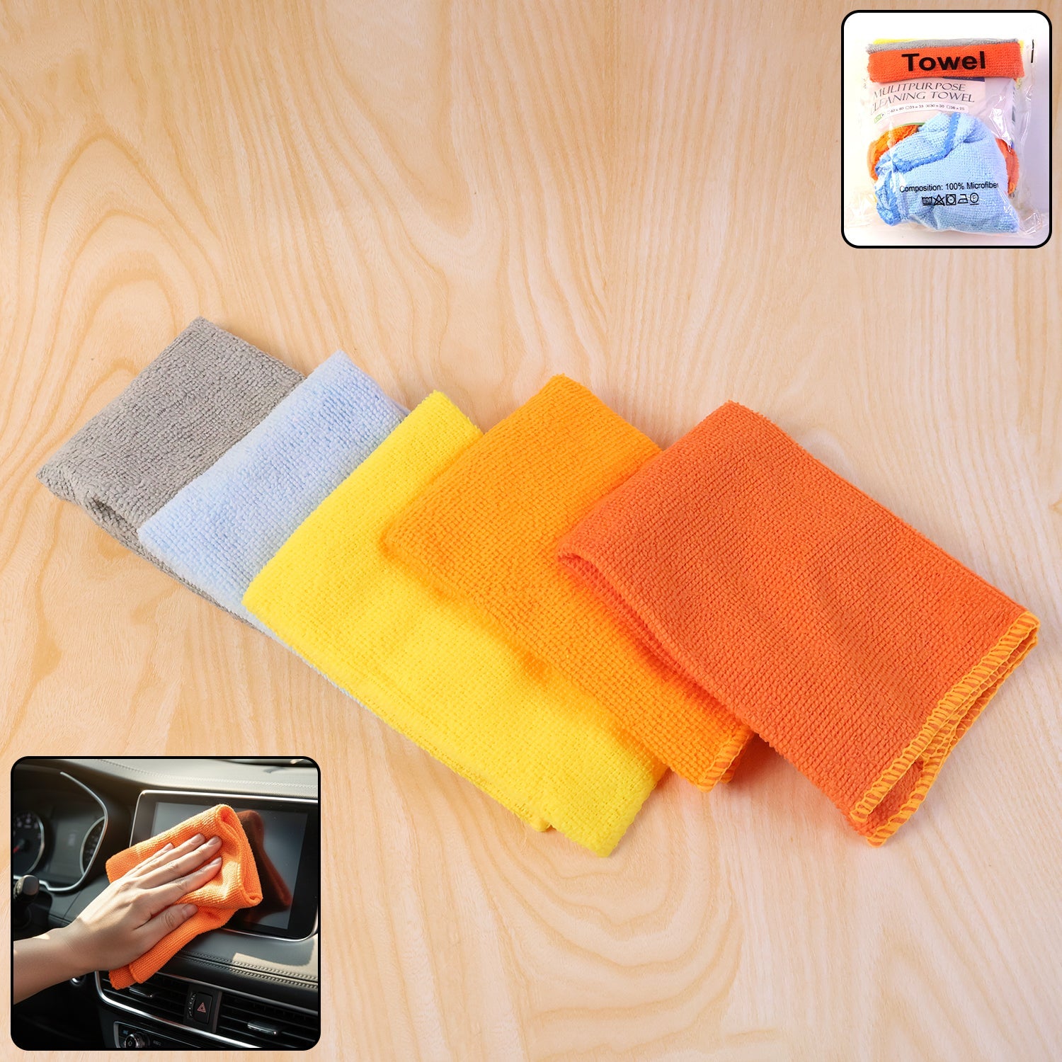 ALVENZA Microfiber Cleaning Cloth Set – Soft & Lint-Free 5pcs 30x30cm