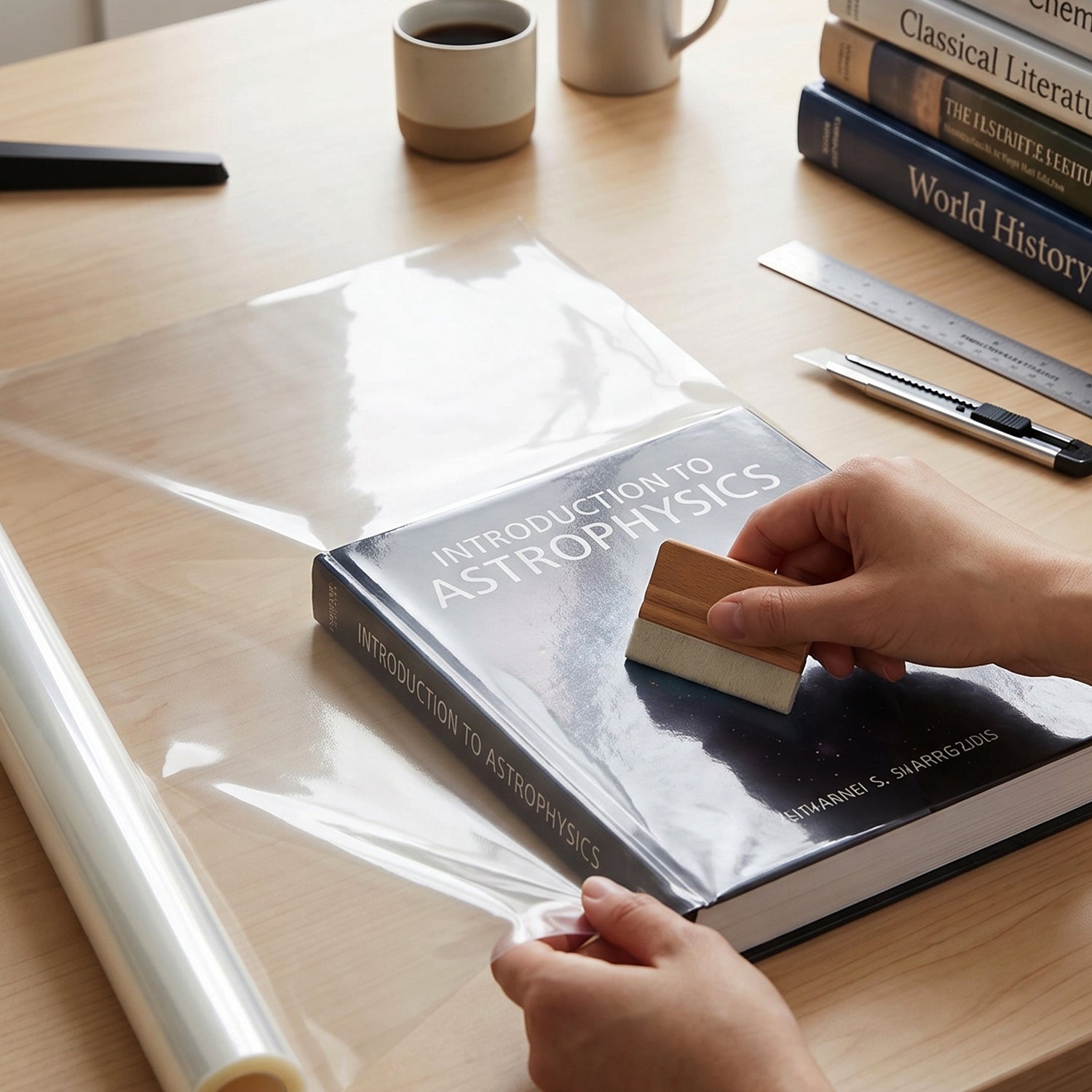Book Cover Roll Transparent Protective Film for School & Office - Back View