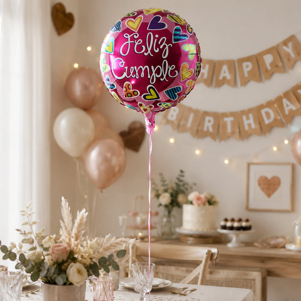 Feliz Cumple Foil Balloon Bright Colorful Birthday Decor - Detail View 5