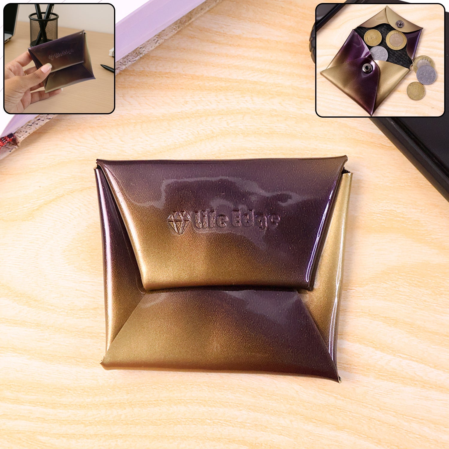 Coin Pouch Compact, Foldable PU Leather Wallet for Daily Use