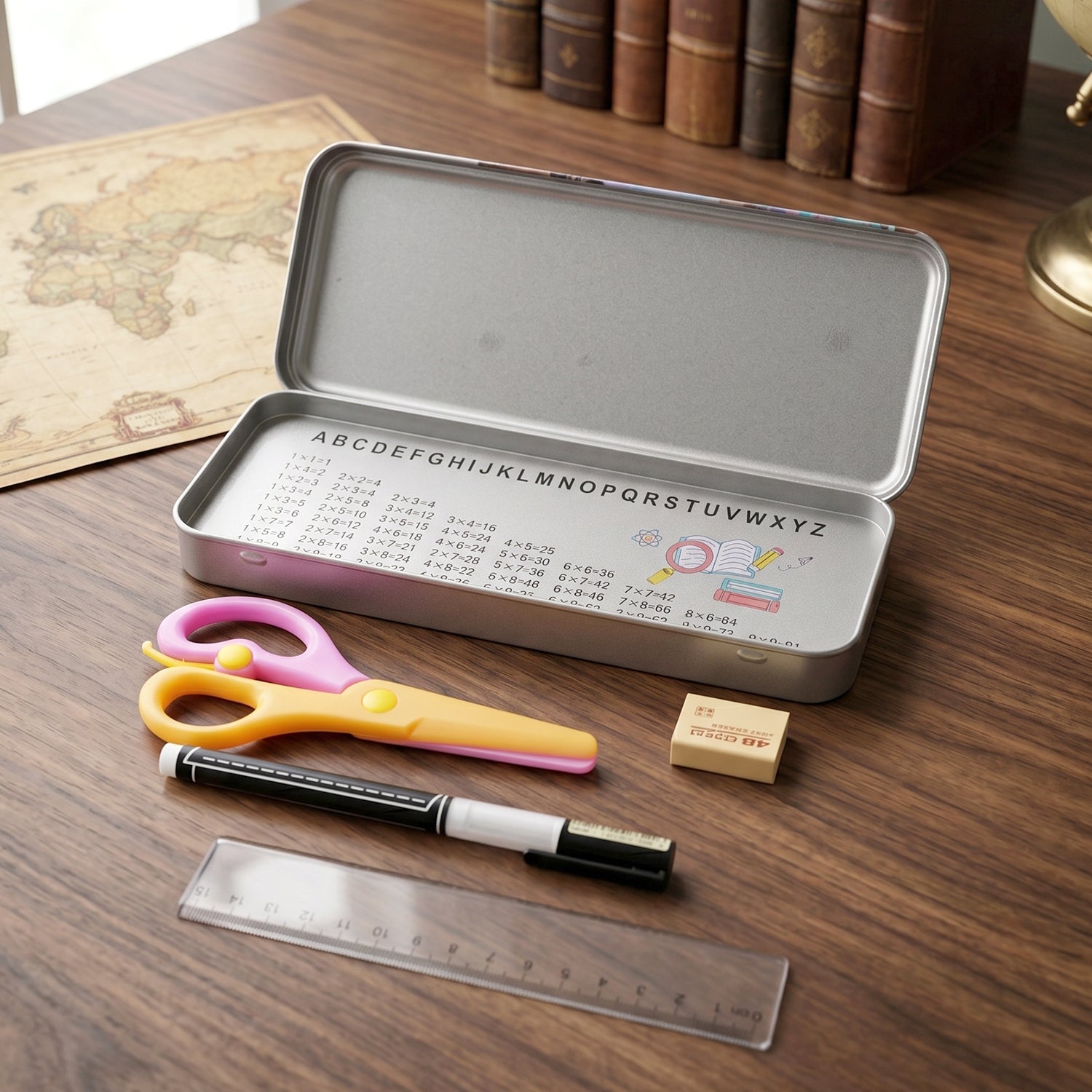 Kids Metal Pencil Box Set Complete Stationery Organisation - Detail View 8