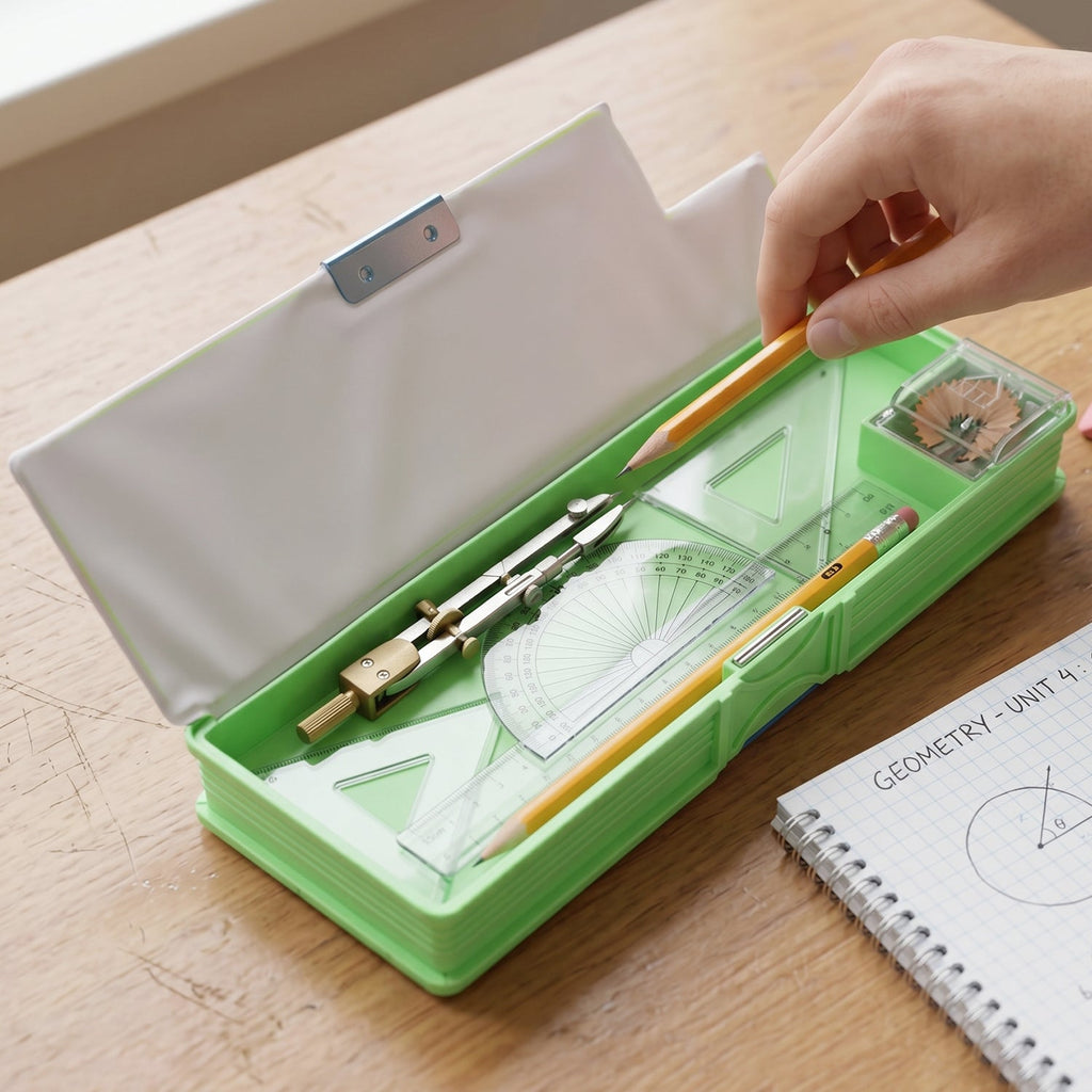 Kids Pencil Compass Fun Animal Design with Secure Lid - Back View