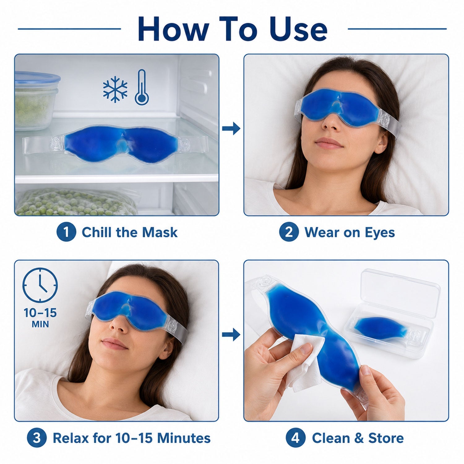 Cooling Gel Eye Mask Instant Relief & Puffy Eye Reduction - Front View