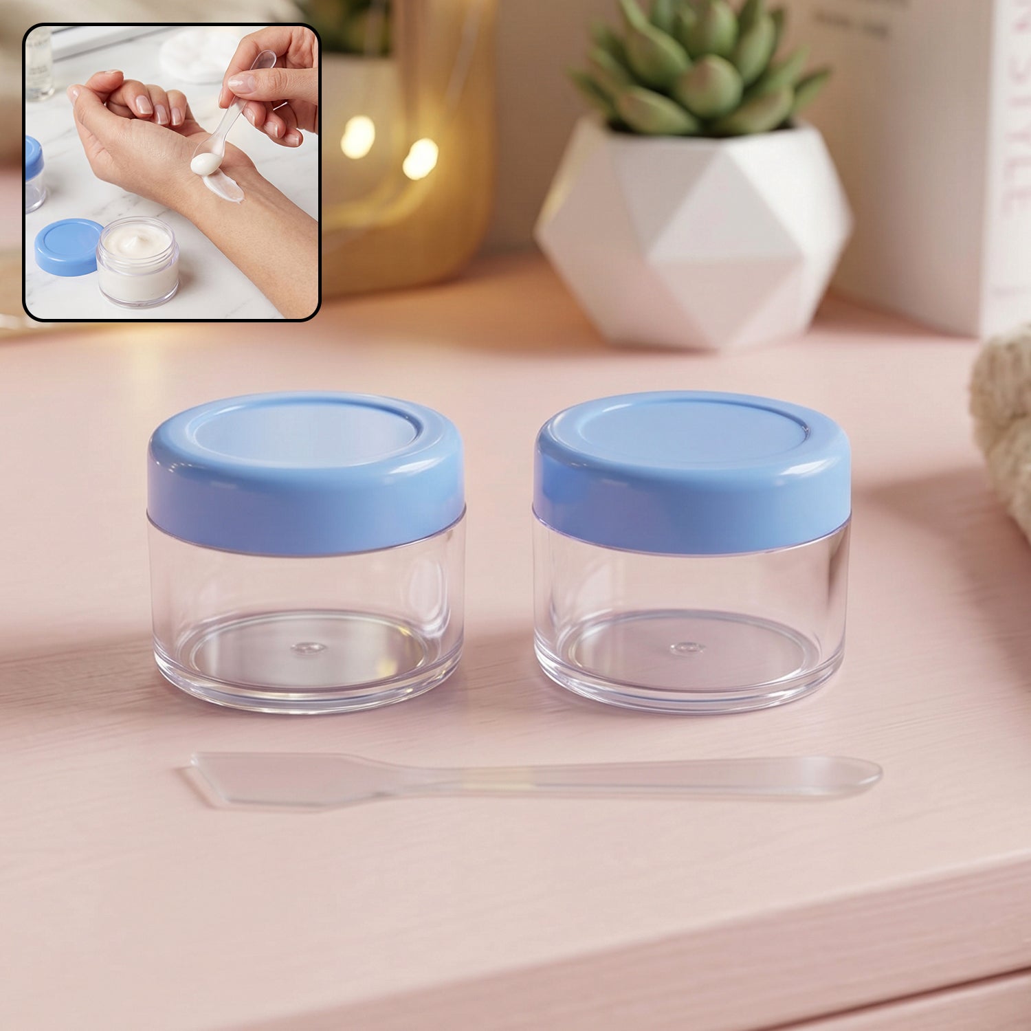 Plastic Cosmetic Jar Set Refillable Travel Containers for Creams