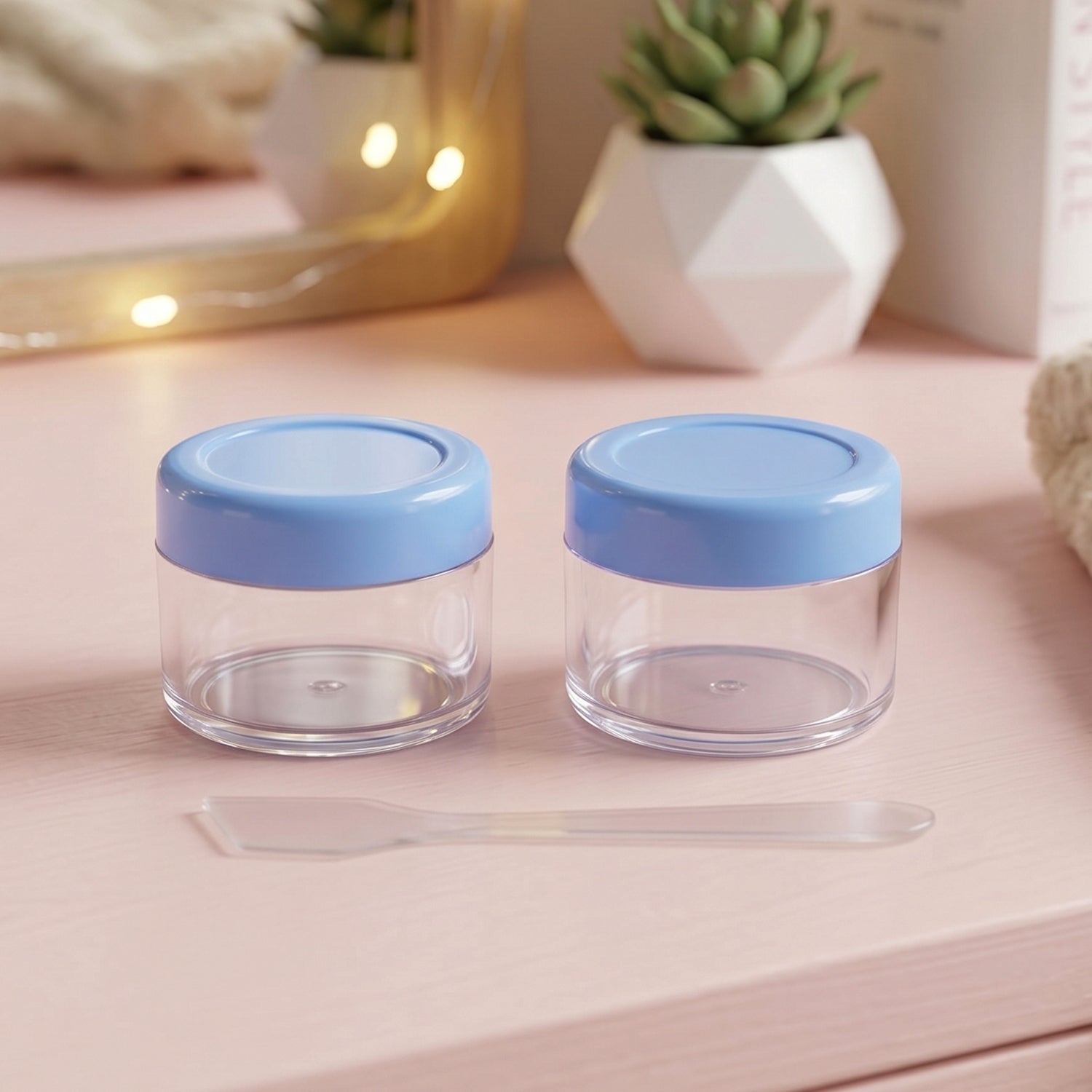 Plastic Cosmetic Jar Set Refillable Travel Containers for Creams - Back View