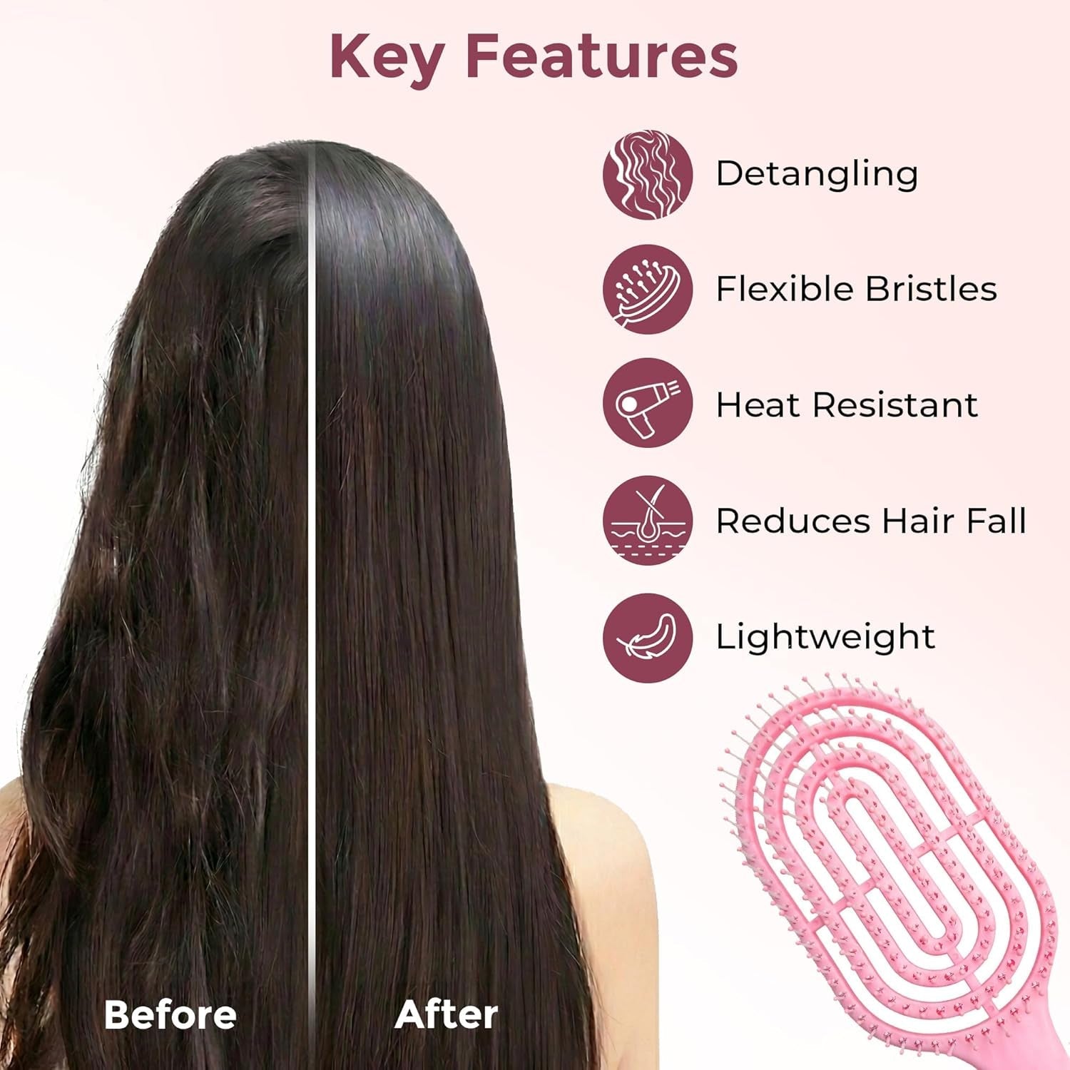 Detangling Hair Brush Faster Drying & Gentle Scalp Massage - Detail View 7