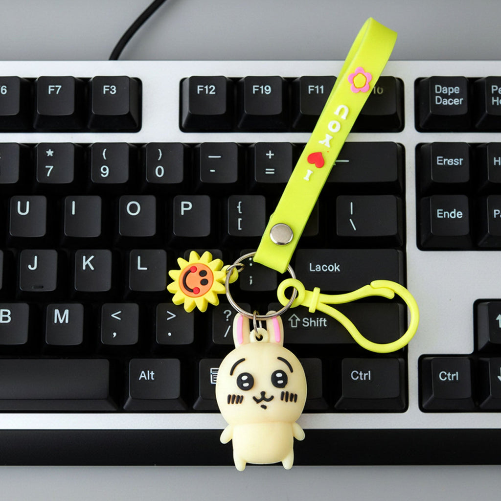 ALVENZA Cartoon Bunny Silicone Keychain – Soft & Durable Bag Charm