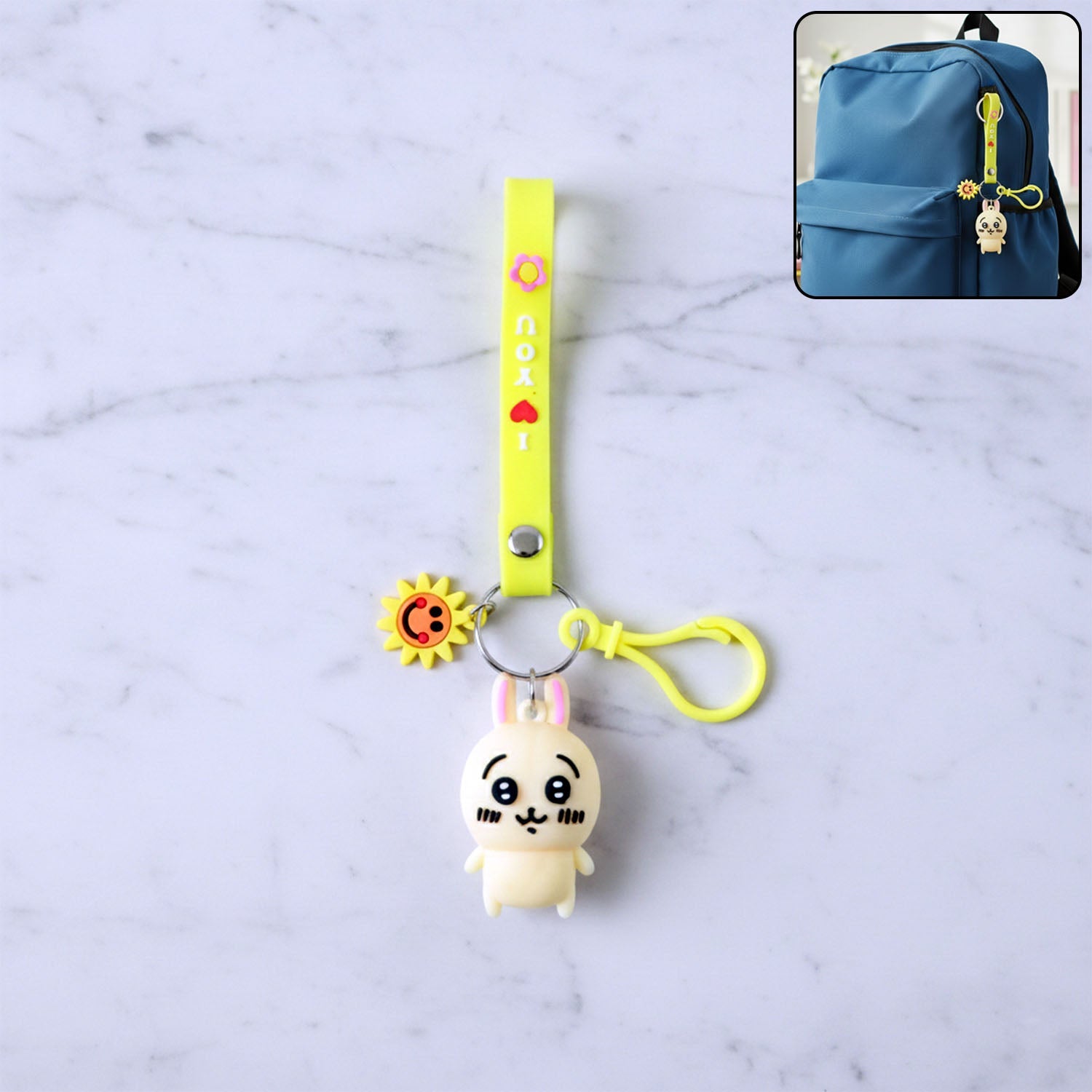 ALVENZA Cartoon Bunny Silicone Keychain – Soft & Durable Bag Charm