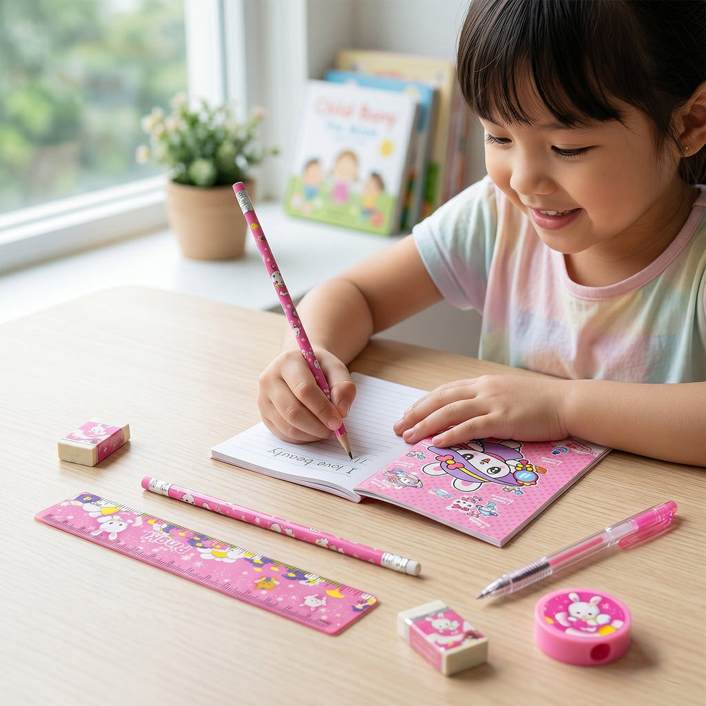 Kids Stationery Set Complete 7-in-1 Creative School Supplies - Back View