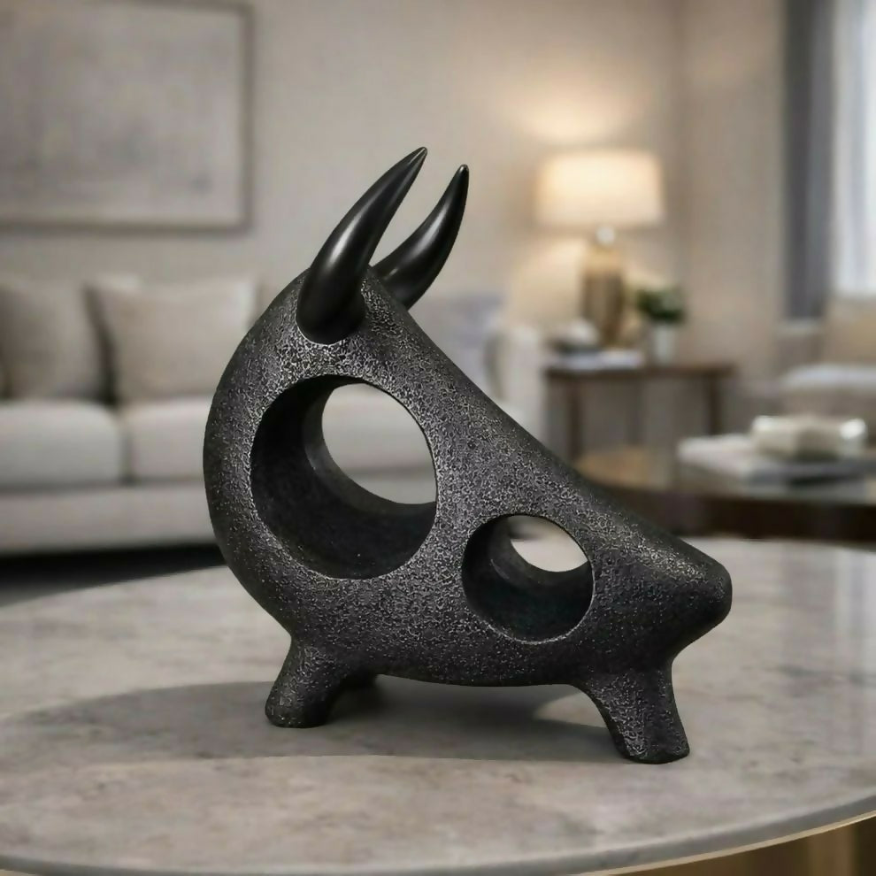 ALVENZA Modern Bull Sculpture – Unique Contemporary Home Decor