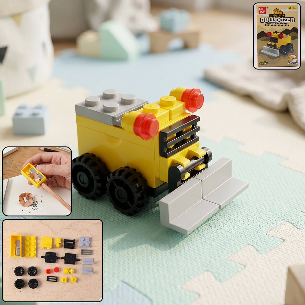 Cute Bulldozer Pencil Sharpener Toy Fun & Durable Desk Accessory