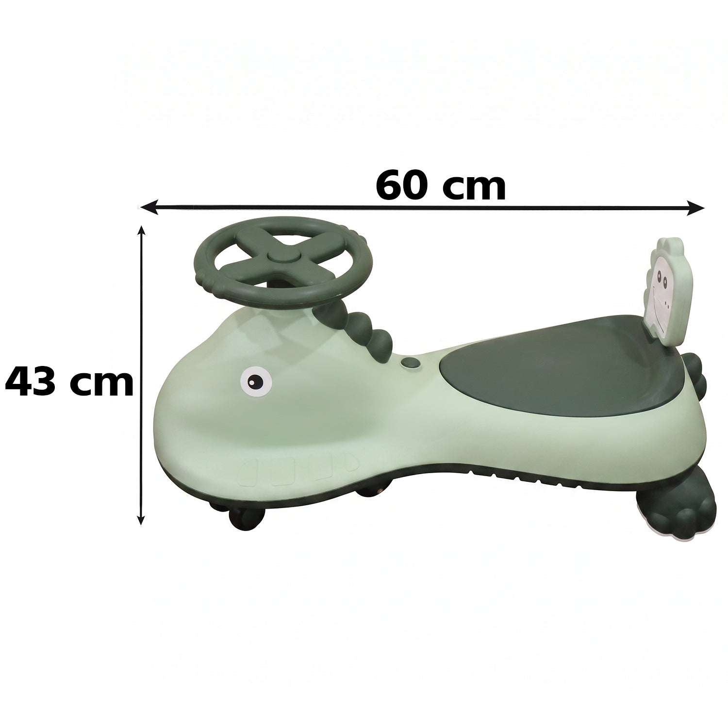 ALVENZA Kids Dinosaur Swing Car Ride On Toy with Music and Steering Wheel (1 Pc)