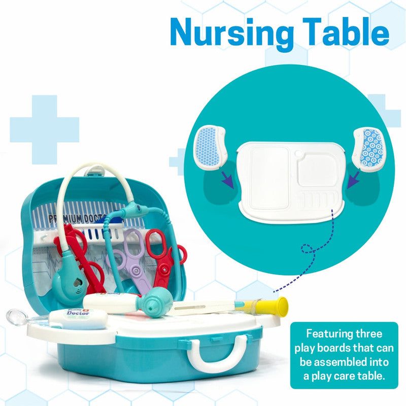 ALVENZA Kids Doctor Kit Suitcase – Portable Medical Play Set with Wheels