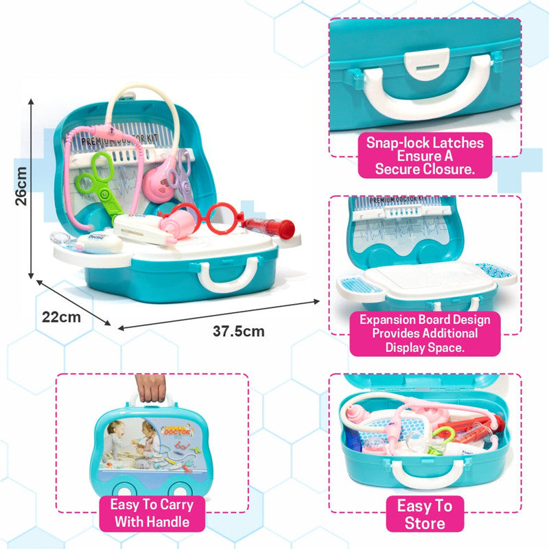 ALVENZA Kids Doctor Kit Suitcase – Portable Medical Play Set with Wheels