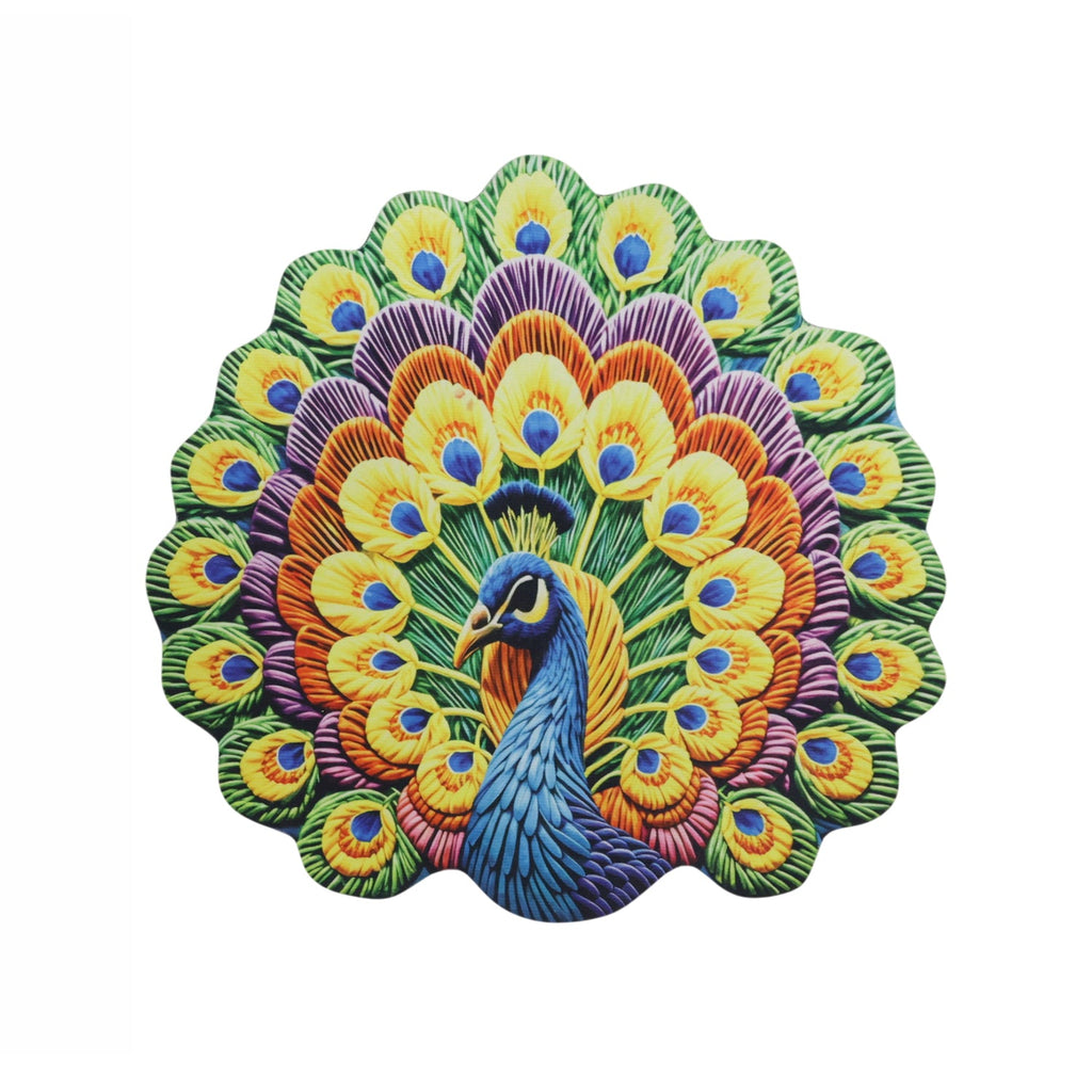 Peacock Design Floor Mat Vibrant and Soft Home Decor - Back View