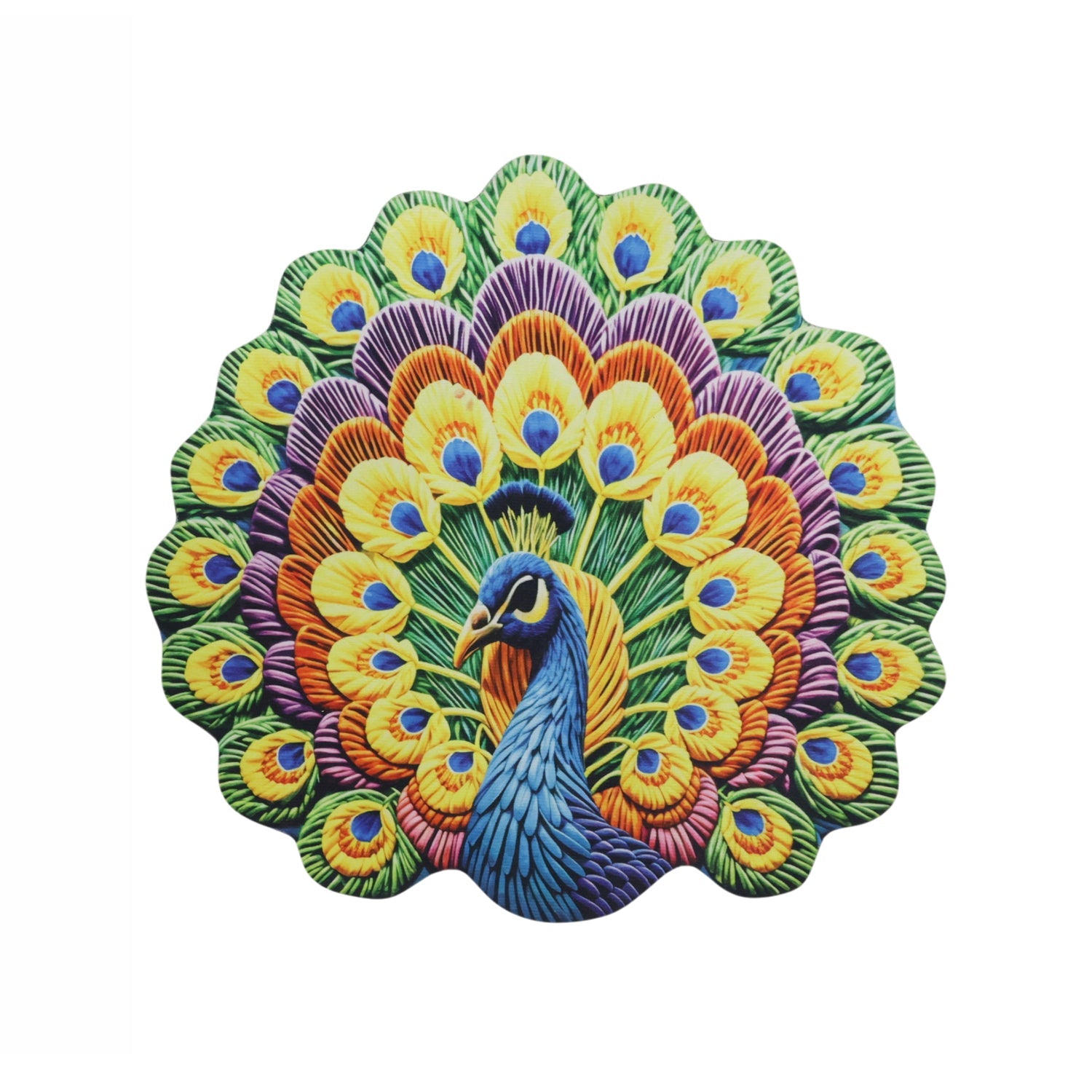Peacock Design Floor Mat Vibrant and Soft Home Decor - Back View