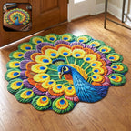 Peacock Design Floor Mat Vibrant and Soft Home Decor - Front View
