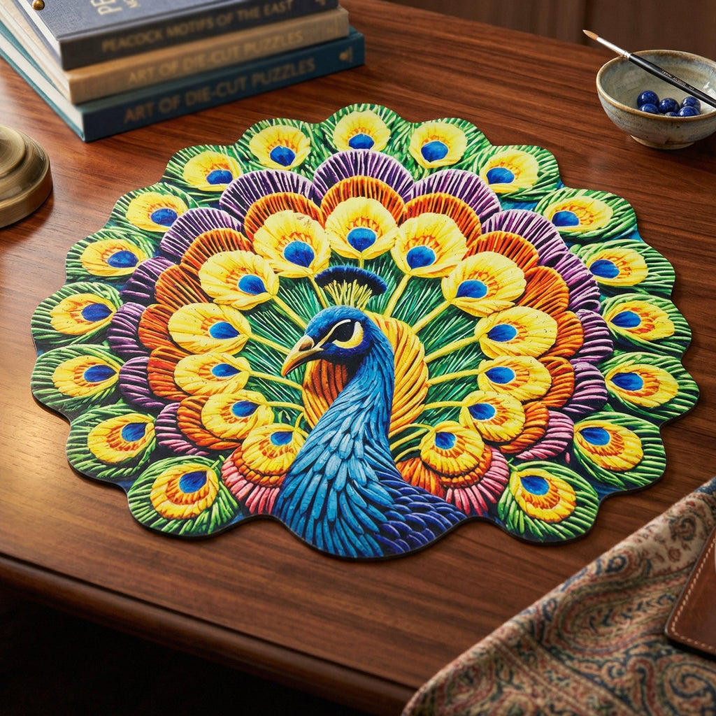 Peacock Design Floor Mat Vibrant and Soft Home Decor - Detail View 6