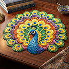 Peacock Design Floor Mat Vibrant and Soft Home Decor - Detail View 6