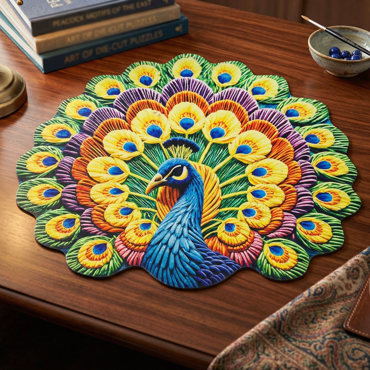 Peacock Design Floor Mat Vibrant and Soft Home Decor - Detail View 6