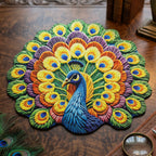 Peacock Design Floor Mat Vibrant and Soft Home Decor
