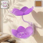 Flower Shape Double Layer Soap Dish Wall Mount, No Drilling
