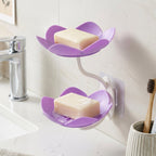 Flower Shape Double Layer Soap Dish Wall Mount, No Drilling - Detail View 8