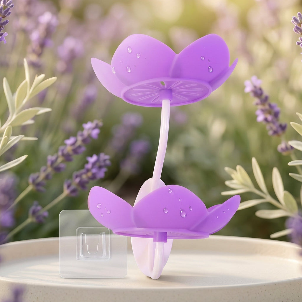Flower Shape Double Layer Soap Dish Wall Mount, No Drilling - Front View