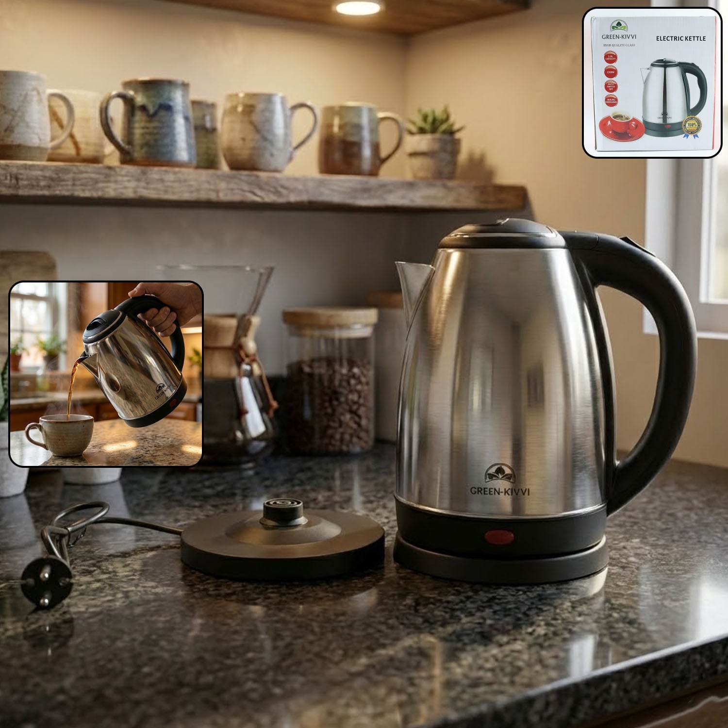 ALVENZA Electric Stainless Steel Kettle – Fast Boil with Auto Shut-Off