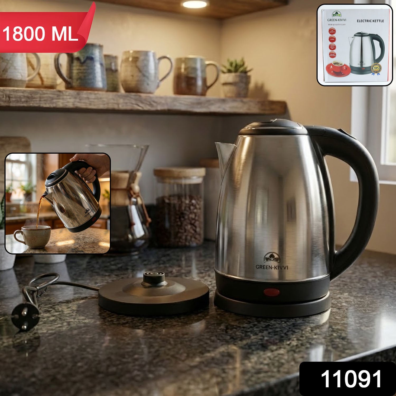 ALVENZA Electric Stainless Steel Kettle – Fast Boil with Auto Shut-Off