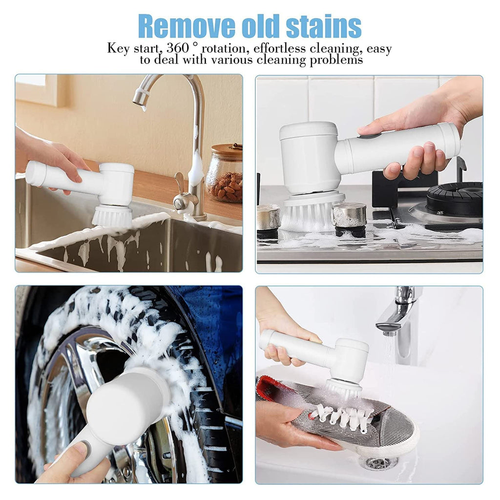 ALVENZA Electric Spin Cleaning Brush – 5 Replaceable Heads for Deep Clean