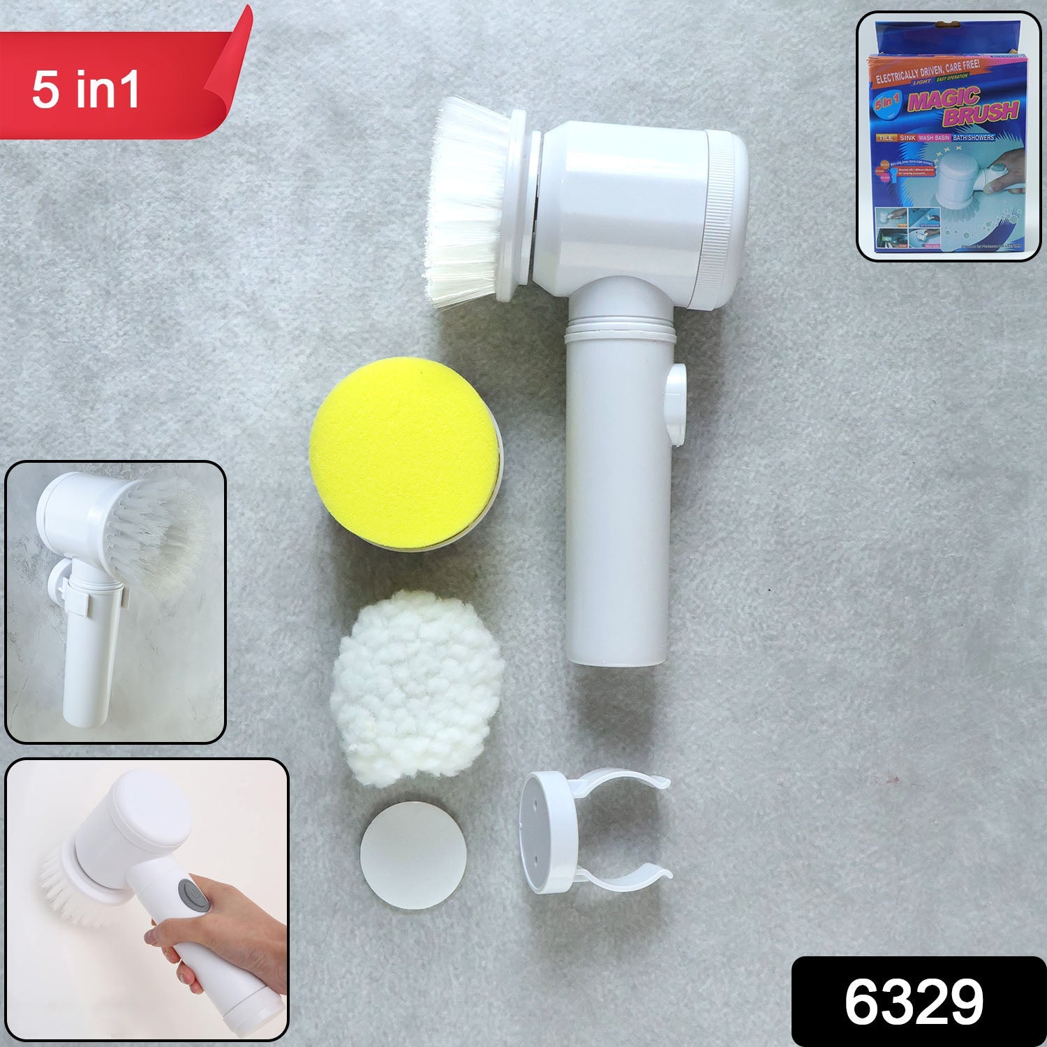 ALVENZA Electric Spin Cleaning Brush – 5 Replaceable Heads for Deep Clean