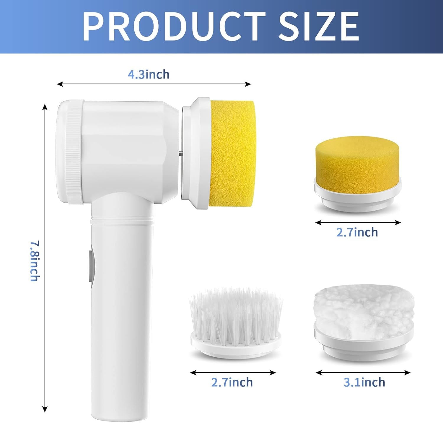 ALVENZA Electric Spin Cleaning Brush – 5 Replaceable Heads for Deep Clean
