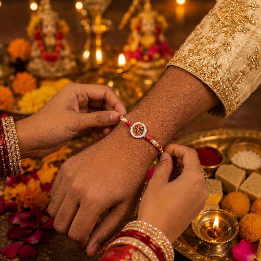 ALVENZA Rakshabandhan Shri Symbol Devnagari Rakhi – Traditional & Designer