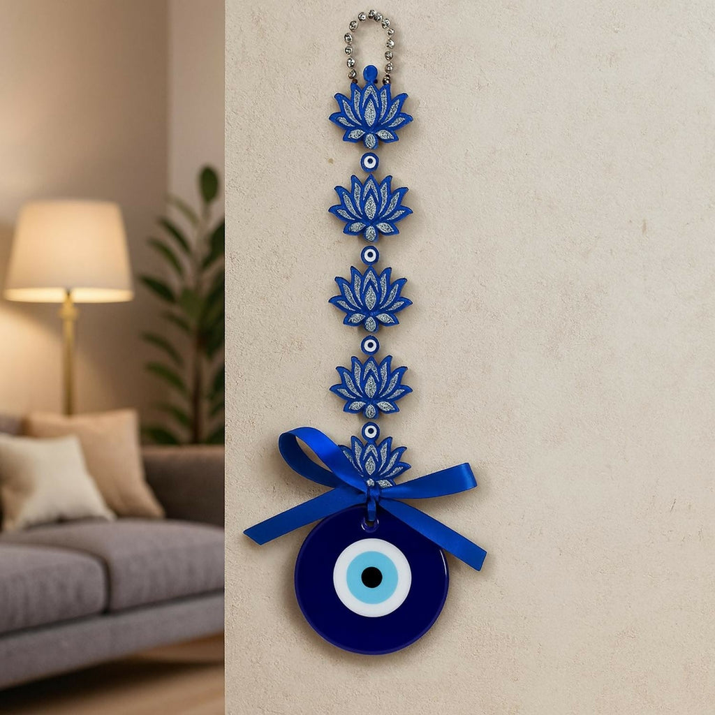 ALVENZA Evil Eye Wall Hanging – Blue Lotus Om Nazar Battu for Protection