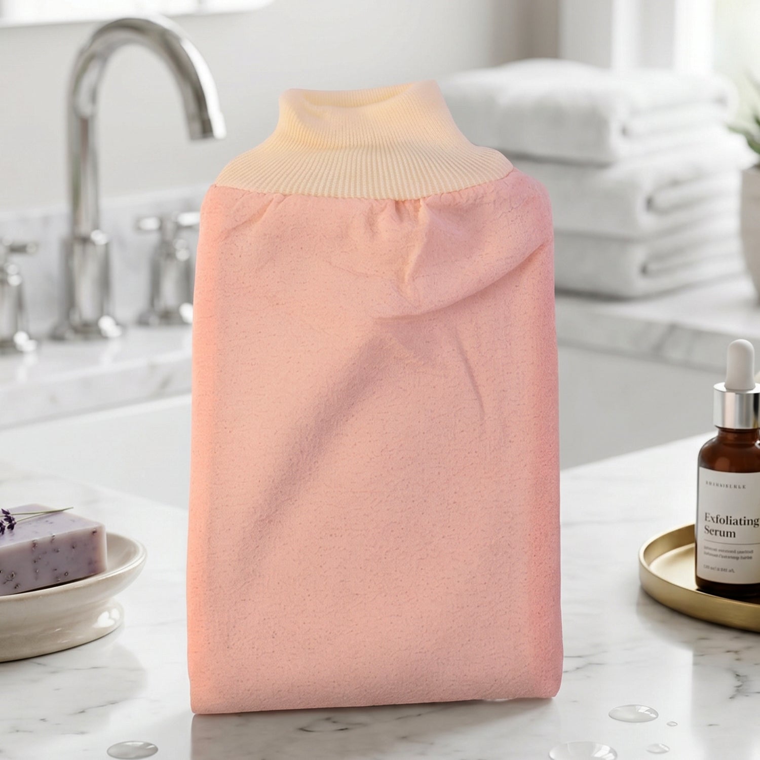 Soft Exfoliating Bath Scrub Glove Gentle Skin Renewal Tool - Detail View 7