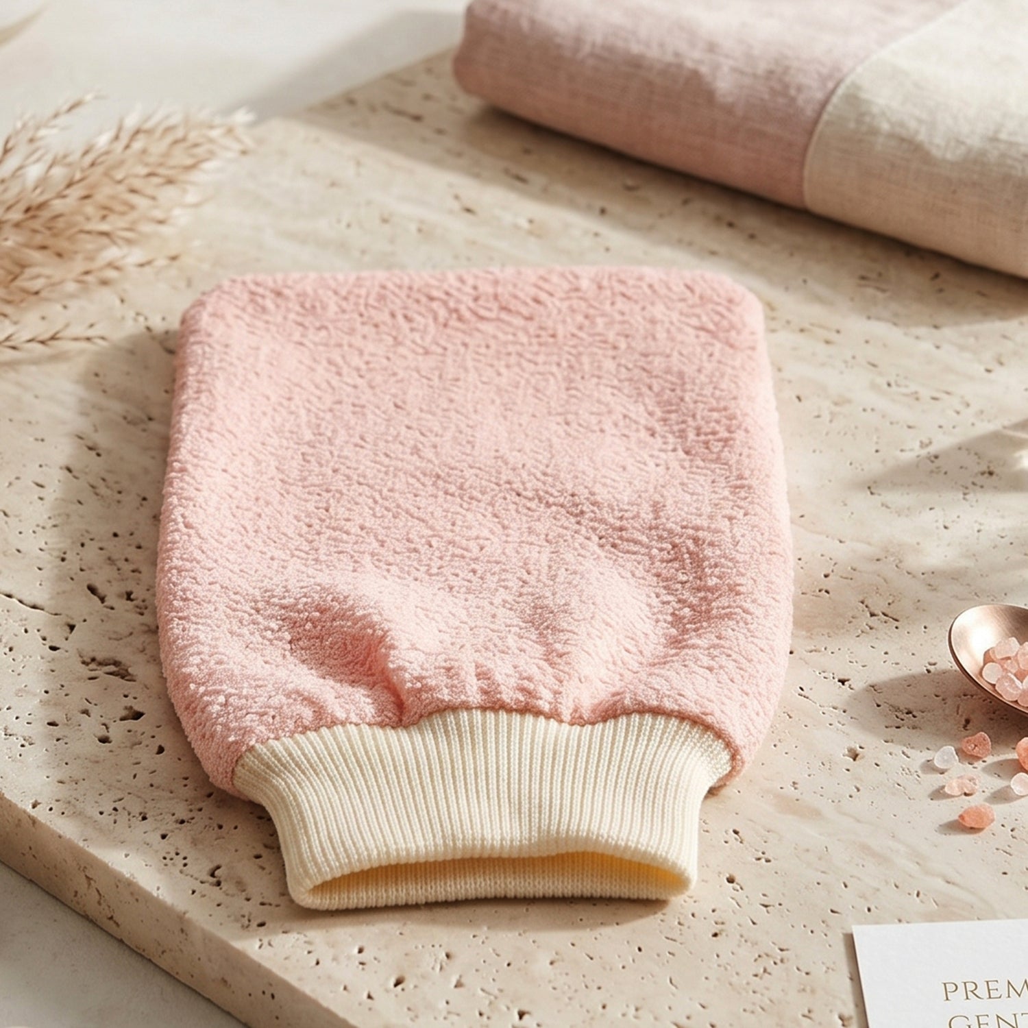 Soft Exfoliating Bath Scrub Glove Gentle Skin Renewal Tool - Front View