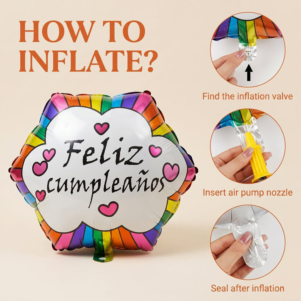 Feliz Cumpleanos Foil Balloon Vibrant Birthday Decoration - Detail View 7