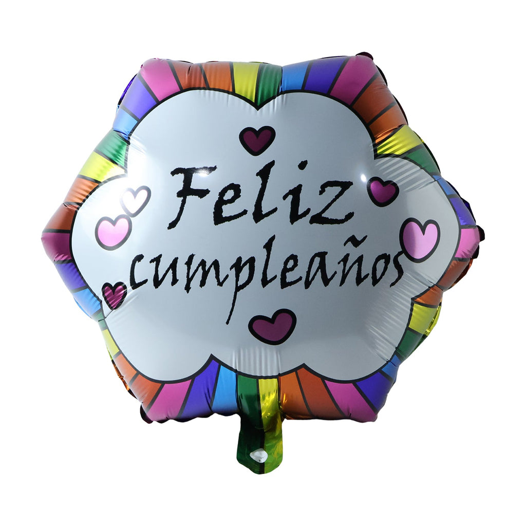 Feliz Cumpleanos Foil Balloon Vibrant Birthday Decoration - Back View