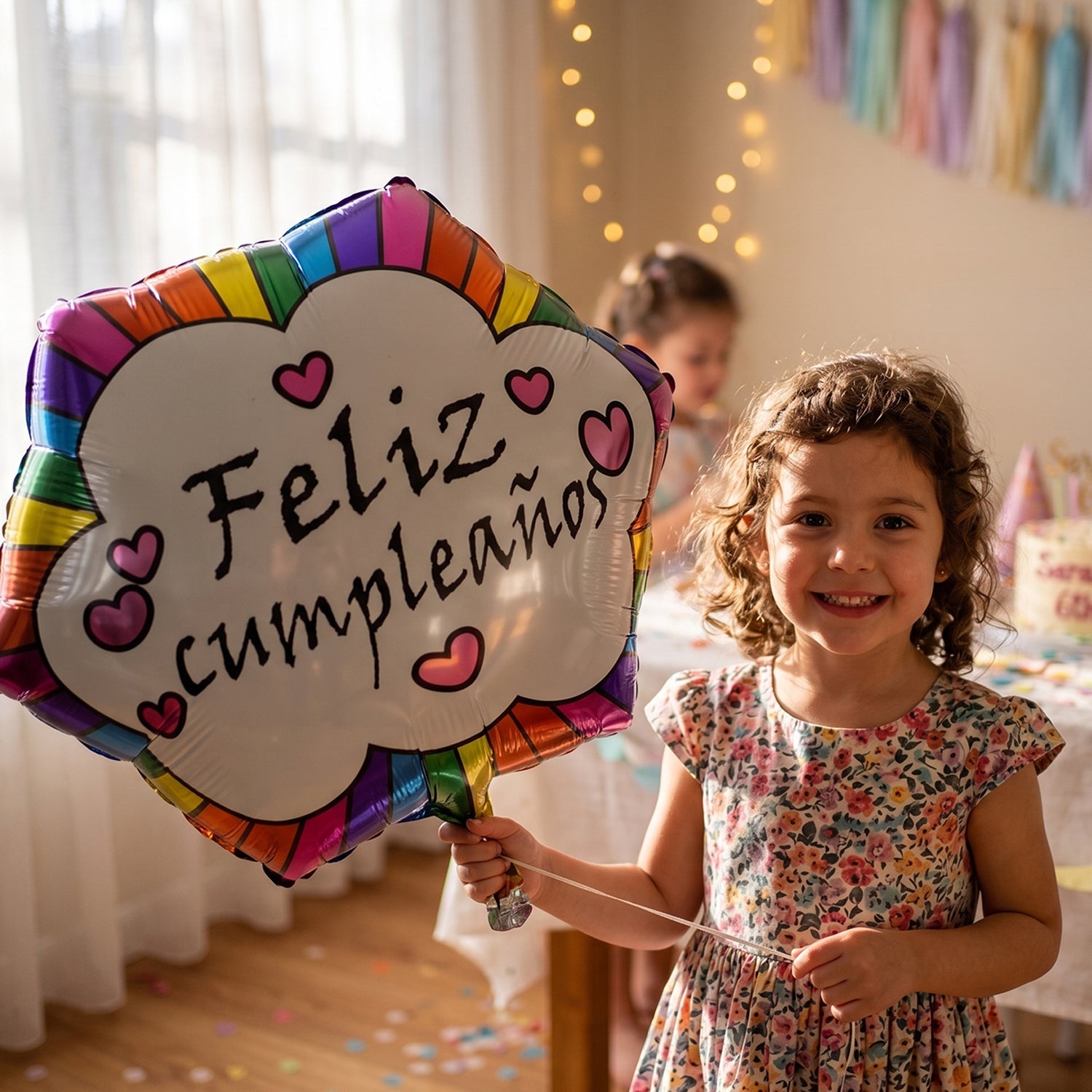 Feliz Cumpleanos Foil Balloon Vibrant Birthday Decoration - Front View