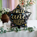 Black Star Feliz Ano Nuevo Foil Balloon Bright Festive Decor - Detail View 5