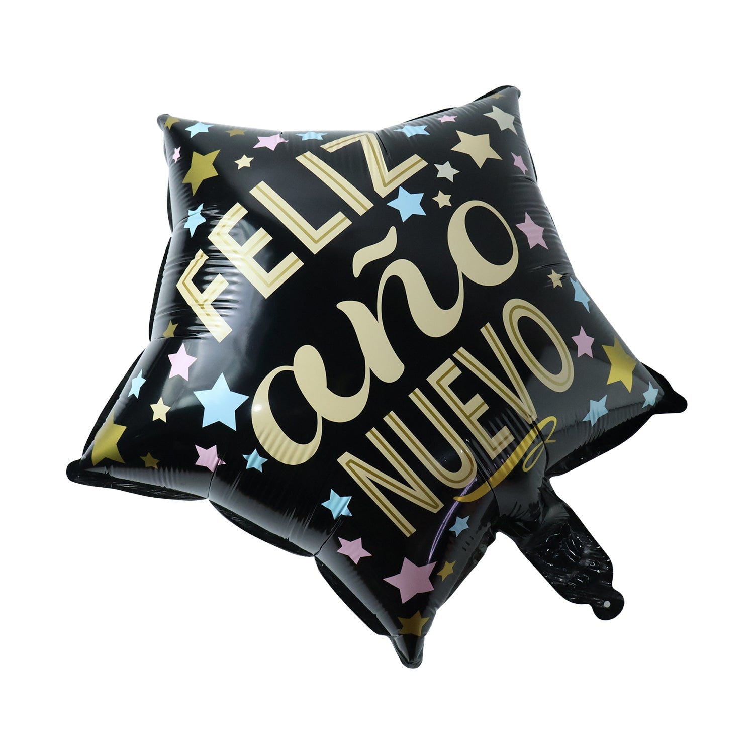 Black Star Feliz Ano Nuevo Foil Balloon Bright Festive Decor - Back View